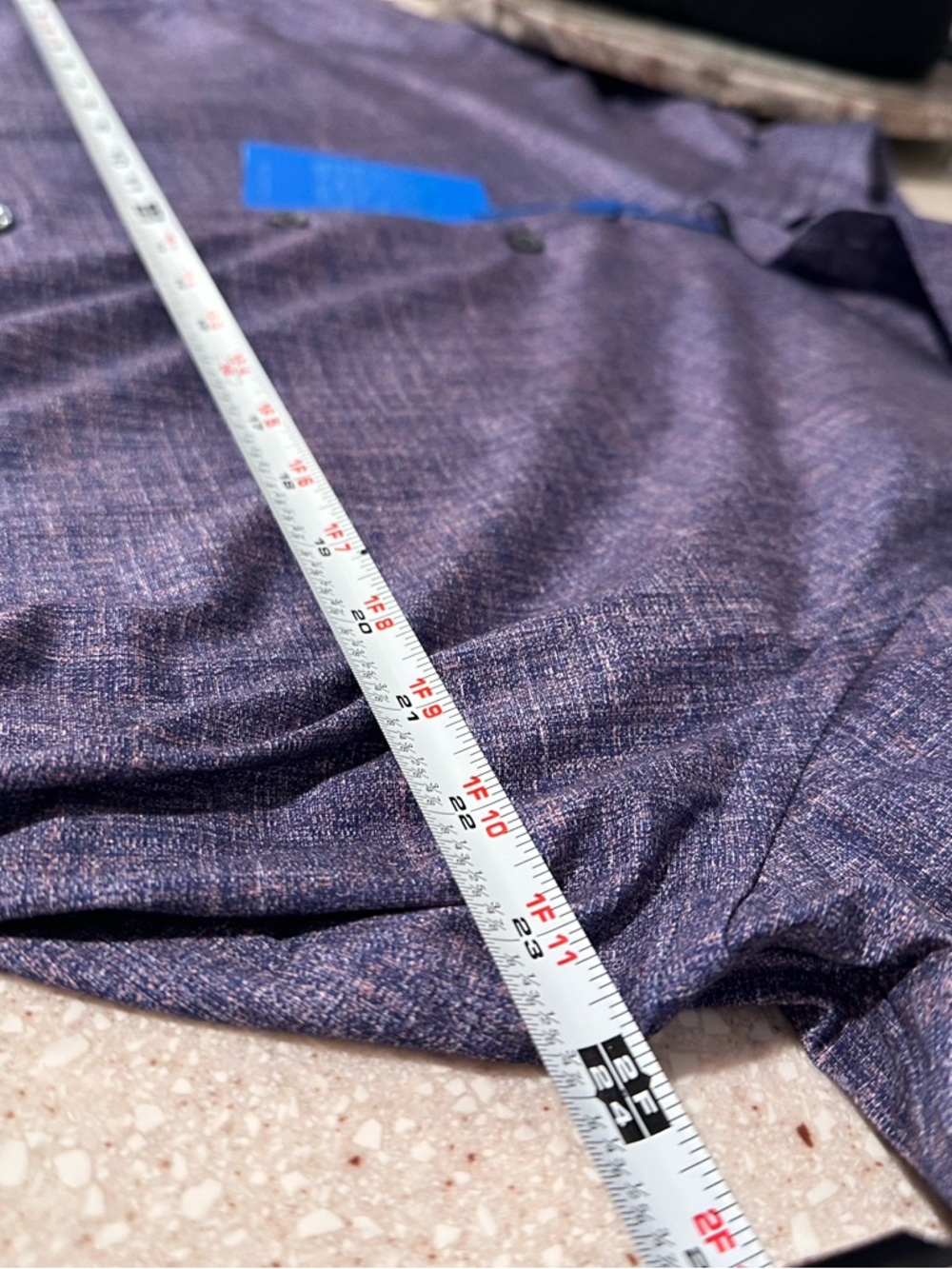 Bugatchi Men’s James Chambray OoohCotton Shirt Mocha XXL Heather Purple NWT - Picture 14 of 16